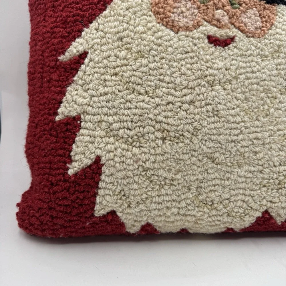 Chandler 4 Corners Hand Hooked 100% Wool Pillow Santa Christmas Laura Megroz